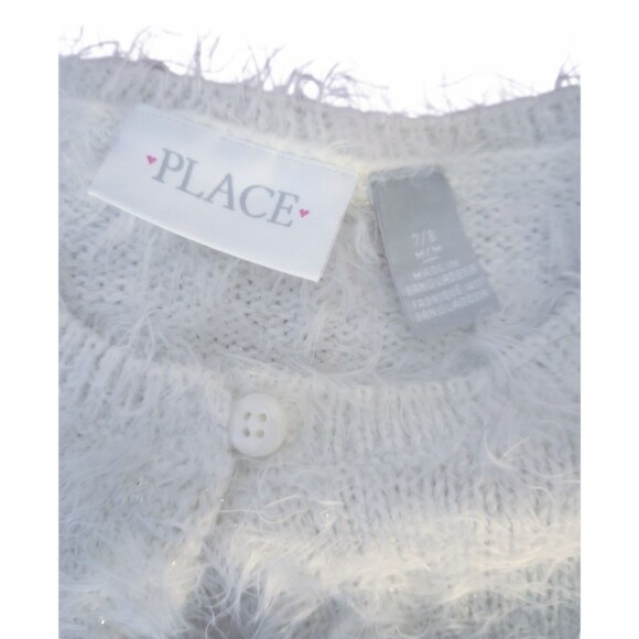 Children's Place White Fuzzy Cropped Cover Up Cardigan Sweater sz Med 7/8 Girls - Picture 4 of 4
